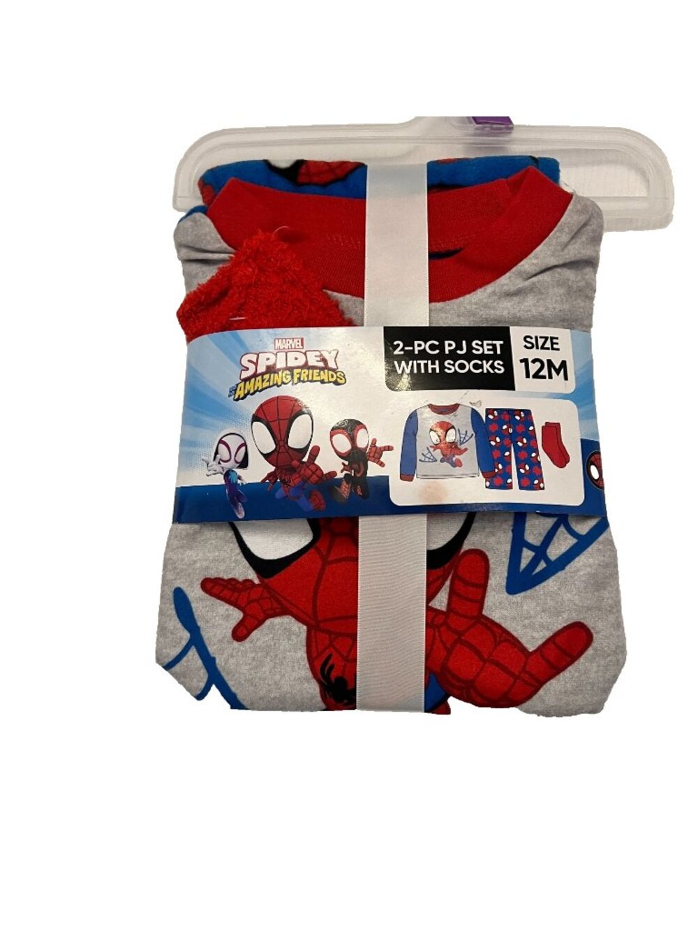 Marvel Spidey Amazing Friends 2 PC PJ Set with Socks Sz 12M - NWT Spider-Man